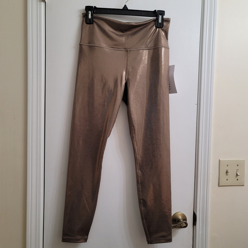Athleta Elation Shine SHINY GLAM LEGGING SOFT BROWN Neutral Minimal